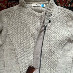 Sparrow Cream Textured Knit Zip Jacket